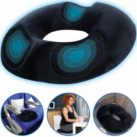 Perna Colac pentru hemoroizi, epiziotomie, de sezut | perna antihemoroizi - Culoare Negru Donut - Păreri reale și avantaje. Merită cumpărat?