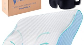 Set Perna Cervicala Anatomica si Ortopedica Albastra + Masca de dormit Suporto 3D cu saculet Verde Smarald — Recenzie Detaliată, Testare & Recomandări