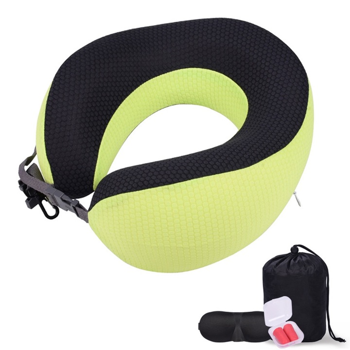 Perna de calatorie longziming spuma cu memorie design ergonomic verde — Caracteristici, Păreri & Preț Actualizat